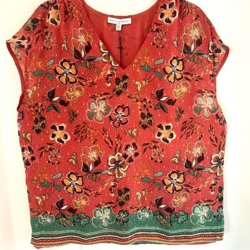 Anthropologie NEW! Gorgeous Madison d Amelie PARIS TOP! Gold Metallic thread